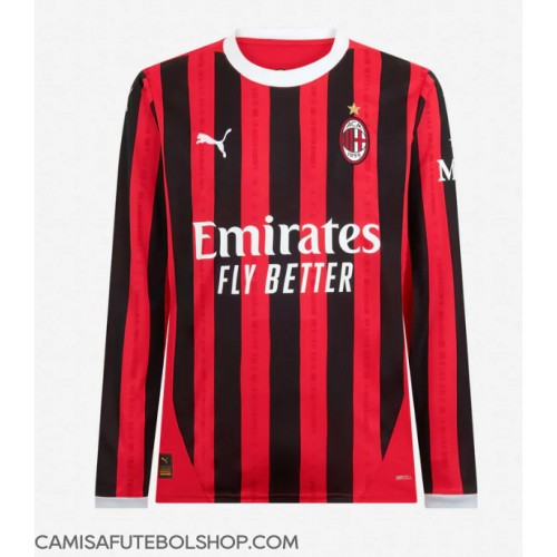 Camisa de time de futebol AC Milan Replicas 1º Equipamento 2024-25 Manga Comprida